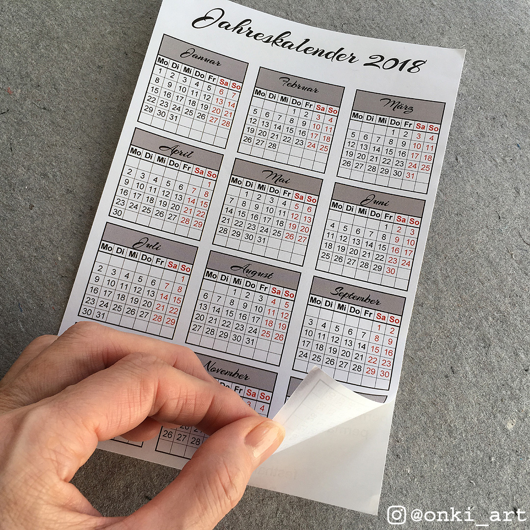 Bullet Journal Sticker Jahresübersicht 2018